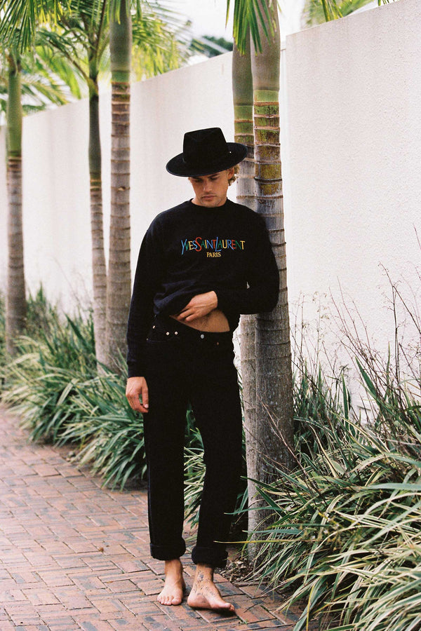 Diego - Wool Felt Fedora Hat in Black