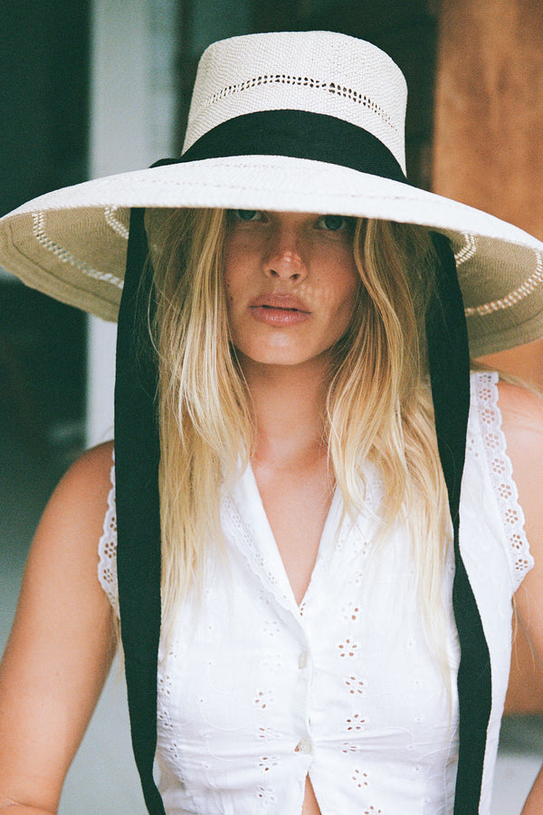 Paloma Sun Hat - Straw Boater Hat in Natural