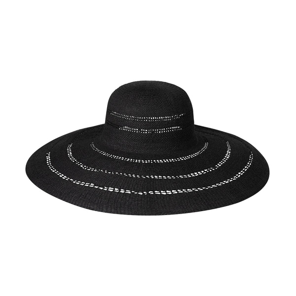 Riviera Ultrawide - Straw Boater Hat in Black