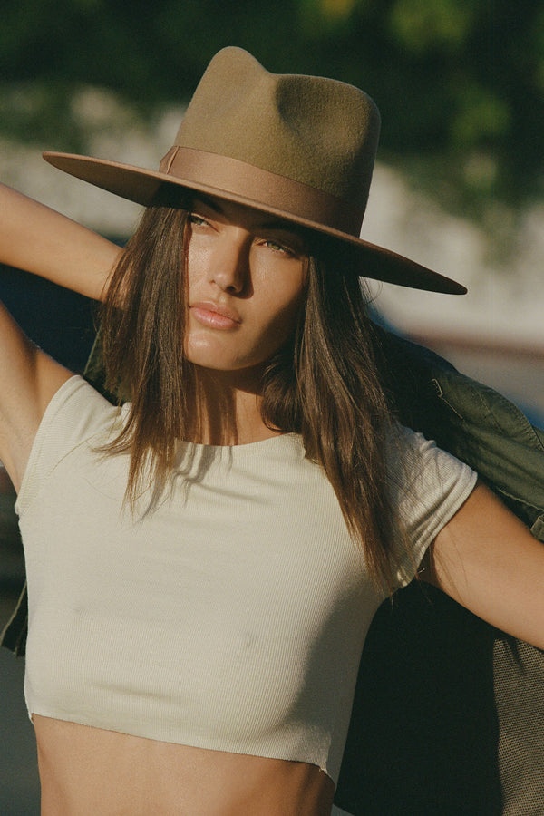 Teak Rancher - Wool Felt Fedora Hat in Brown