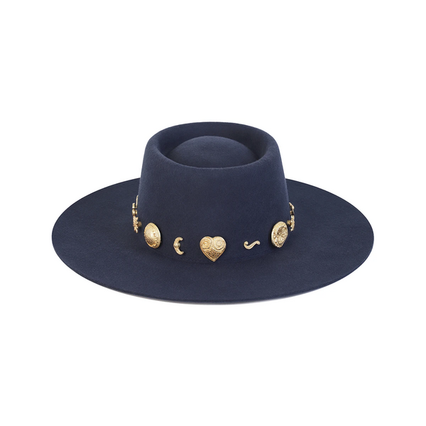 The Cosmic Boater - Wool Felt Boater Hat in Blue