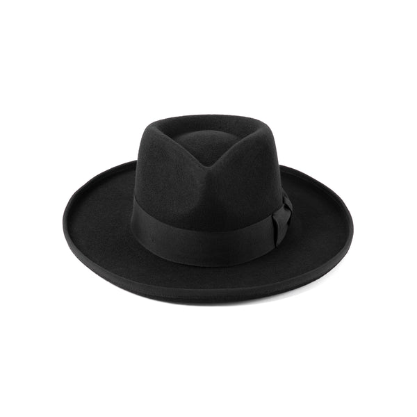 Pierre - Wool Felt Fedora Hat in Black