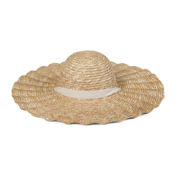 Scalloped Dolce Hat - Straw Boater Hat in Natural
