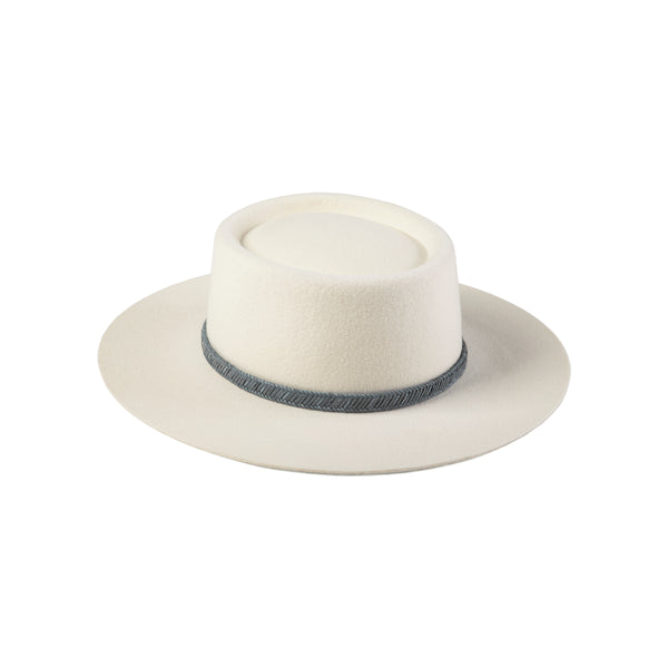 The Rocky - Wool Felt Boater Hat in White