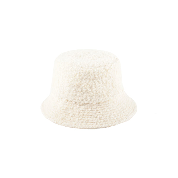 Shore Bucket - Boucle Bucket Hat in White